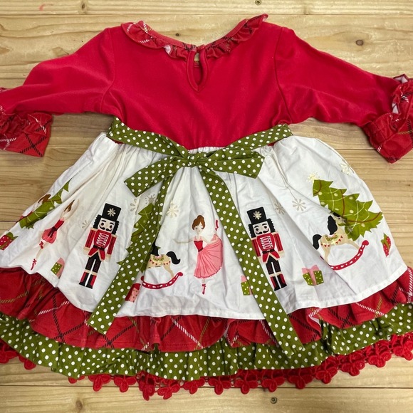 Counting Daisies Red Nutcracker Christmas Dress Bloomers Set 12M - Picture 2 of 4